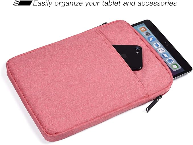 9-11 Inch Tablet Sleeve Case Bag for iPad 10.2 2021-2019, iPad 10th 10.9 2022, iPad Pro 11 M4/Air 11 M2, iPad Air 5/4 10.9, Samsung Galaxy Tab A8 10.5, Fit Apple Smart Keyboard, Pink