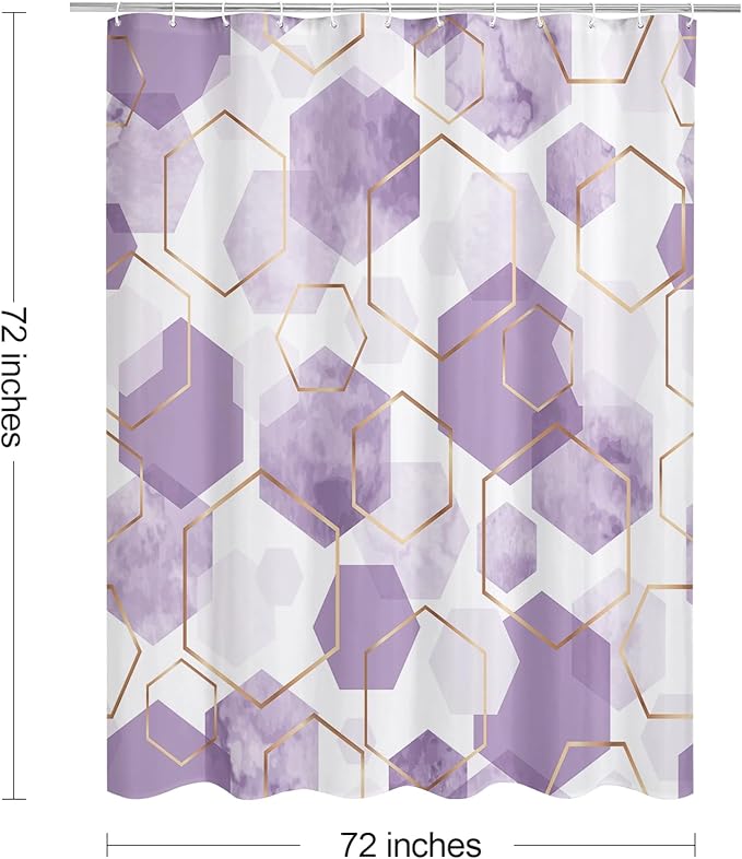 Litabel Lavender Purple Modern Shower Curtain for Bathroom, Geometric Art Decor Waterproof Bath Curtain, Abstract Fabric Shower Curtain Sets for Home Decor, 72x72 Inch