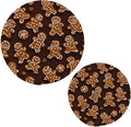 Brown Ginger Bread Trivets for Hot Dishes Pots and Pans Potholders Woven Trivet Cotton Round Large Pot Holder Decor Heat Resistant Hot Pads Mat for Table Counter Cooking Potholder Set of 2 (