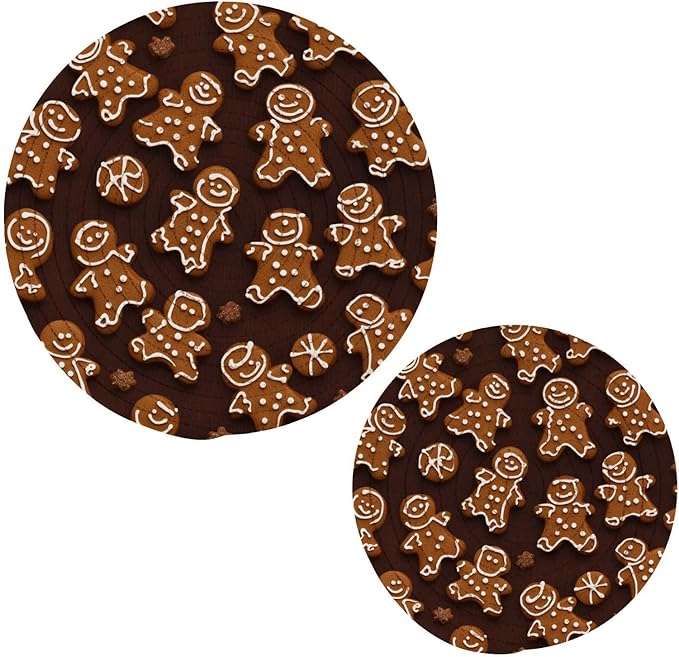 Brown Ginger Bread Trivets for Hot Dishes Pots and Pans Potholders Woven Trivet Cotton Round Large Pot Holder Decor Heat Resistant Hot Pads Mat for Table Counter Cooking Potholder Set of 2 (