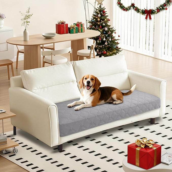 CYCMACO Waterproof Dog Bed Cover Pet Blanket, Soft Couch Cover for Dogs Washable, Non-Slip Dog Blanket Protect Furniture Couch Sofa Car for Puppy Large Dogs Cat (30x53 Inch, Light Grey)