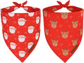 ADOGGYGO Red Christmas Dog Bandanas, Santa Reindeer Print Pet Scarf, Premium Durable Fabric, Red Christmas Bandanas for Medium Large Dogs (Large)