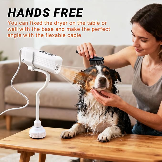 Fujoyia Dog Dryer, Pet Hair Dryer, 110,000 RPM Brushless High-Speed Blower for Dogs and Cats – Quiet 1000W Portable Grooming Pet Dryer with Negative Ions & Hanging Strap for Small to Medium Breeds