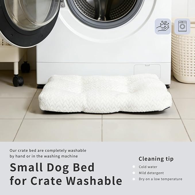 Necesitar 18 inch Dog Crate Bed Dog Mats for Sleeping,Up to 10 lbs Fluffy White Puppy Pad XXS