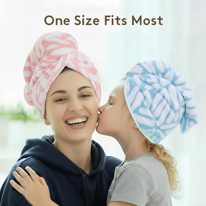 YHPDYL 2-Pack Women's Microfiber Hair Towel Wrap: 50% Faster Drying, Ultra - Absorbent & Anti - Frizz for Long and Curly Hair! 16 * 26 Inches Oversized, Lightweight for Travel, Gym, Spa & Home Use