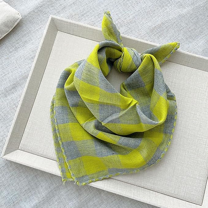 Pemilosci Double Layers Two Tones Dog Cotton Square Bandana Bibs Scarf Kerchief for Small Medium Dogs Boy or Girl - DCB16 G&G