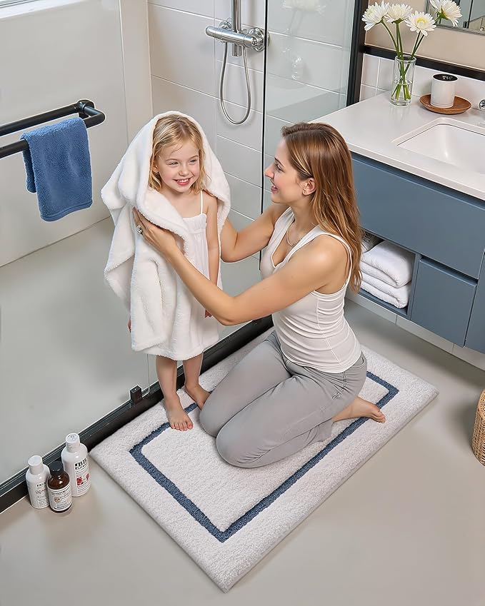 Color&Geometry Bathroom Rugs, Water Absorbent and Quick Dry Microfiber Bath Rugs-24"x36", Non-Slip, Machine Washable, Extra Soft Plush Bath Mats for Bathroom, Laundry Room, Shower and Tub