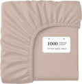 Lane Linen 100% Egyptian Cotton Queen Size Fitted Sheet Only (61"x81" + 16") - Elegant Sateen Weave, Ultra Soft, Breathable, Highly Durable, Deep Pockets Upto 17" - Sepia Rose