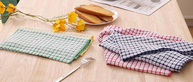 Kitinjoy Cotton 8 Pack Terry Kitchen Towels, 16 x 25 Inches Super Soft and Absorbent Dish Towels, Quick Drying Hand Towels for Kitchen Drying, Blue