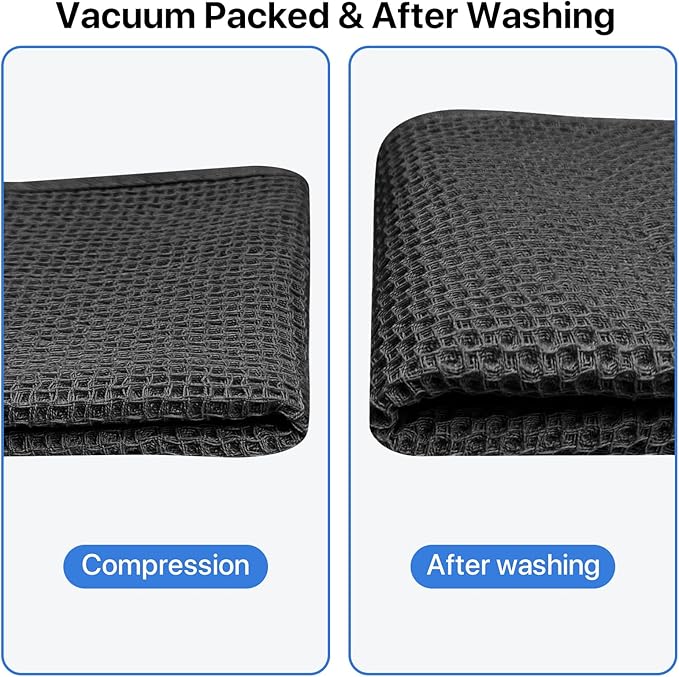 FreeNook 100% Cotton Waffle Weave Kitchen Towels, 4 Pack Dish Cloths for Washing Dishes, Ultra Soft Absorbent Dish Towels, Quick Drying Kitchen Rags, 13 x 28 Inches, Black