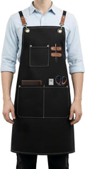 Canvas Work Apron for Men Women with 3 Pockets Heavy Duty Crossback Kitchen Chef Aprons for Cooking Grilling Barista