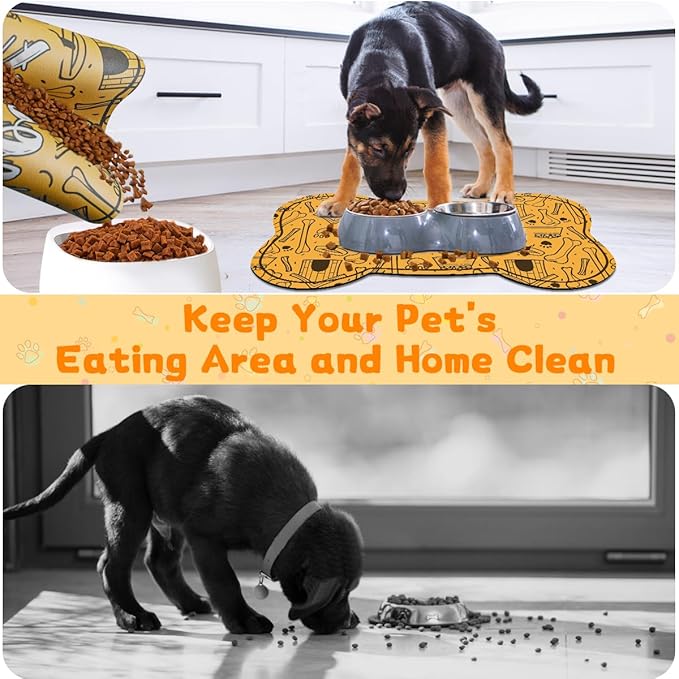 Pet Feeding Mat - Absorbent Dog Food Mat for Floors Waterproof，Dog Cat Placemat Mat for Food and Water Bowls - No Stains No Sliding Quick Dry Water Eating Dish Mat