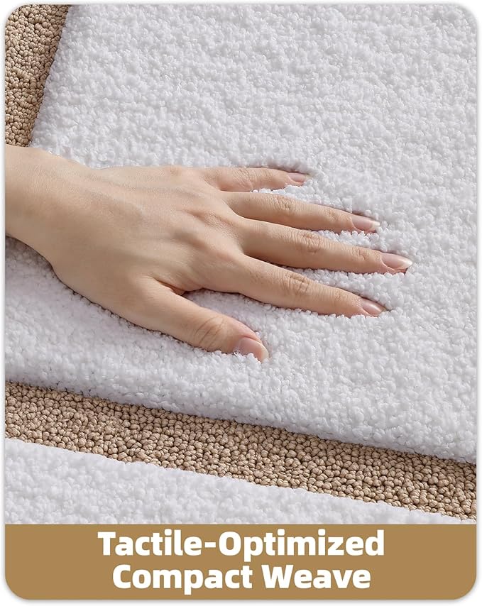 Color&Geometry Bathroom Rugs, Water Absorbent and Quick Dry Microfiber Bath Rugs-16"x24", Non-Slip, Machine Washable, Extra Soft Plush Bath Mats for Bathroom, Laundry Room, Khaki