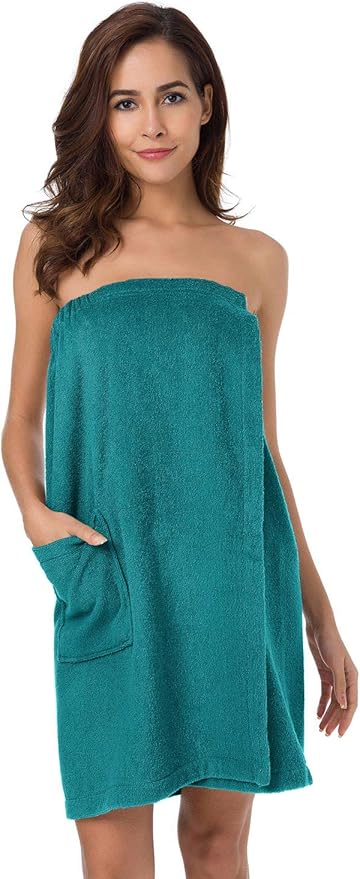 SIORO Women Bath Towel Wrap Robe, Soft Cotton Terry Spa Cloth, Plush Adjustable Closure for Shower, Travel, Pool, Gym