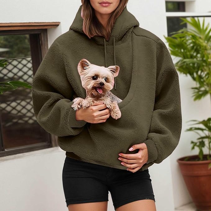 LBECLEY Hoodie with Dog Pouch Oversized Pet Hoodies Carrier Large Pocket Hooded Sweatshirt for Puppy Kitten Dogs Holder