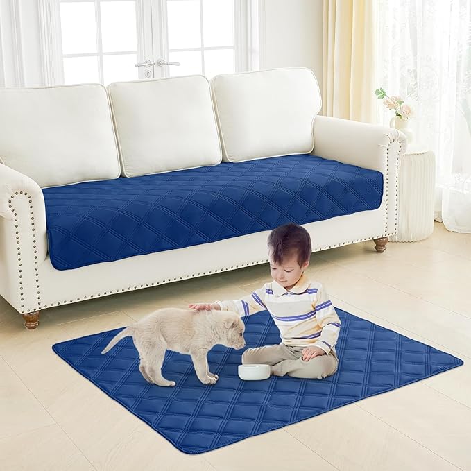 Smiry Waterproof Dog Bed Cover Blanket 68x82, Soft Reversible Pet Blanket, Washable Leakproof Cats Dogs Couch Cover for Sofa, Couch, Furniture, Lattice, Navy/Navy