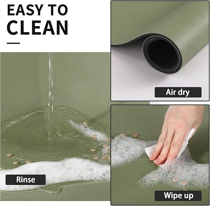 HotLive Dog Food Mat - Absorbent Cat Mat for Food and Water, No Stains Pet Feeding Bowl Mat, Easy to Clean Pet Placemats, Quick Dry Dog Water Dispenser Mat for Messy Drinkers | Green 18"x34"