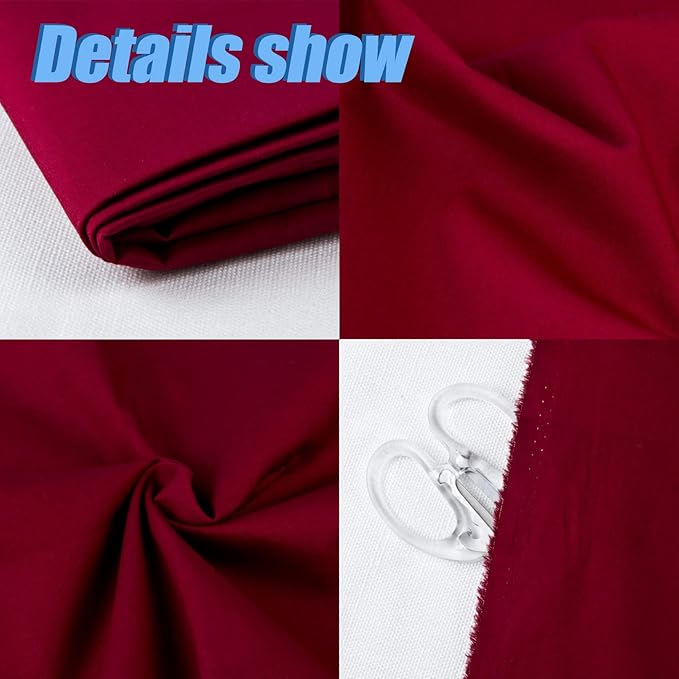 5 Yard Burgundy Cotton Fabric, Natural Cotton Poplin Fabric by The Yard, 59 Inches Wide 100% Cotton Fabric, Soft Embroidery Muslin Quilting Material for Sewing Material Apparel Cloth