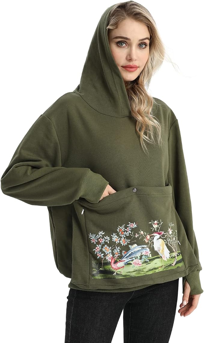 ALYC Cat Dog Carrier Hoodie Big Pet Pouch Sweatshirt Puppy Kitten Holder Pullover Top Graphic Print Kangaroo Hoodies