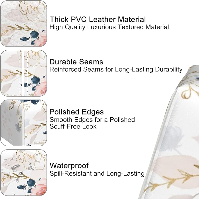 Watercolor Wildflowers Tissue Box Holder,Cube Tissue Box Cover Holder,Leather Facial Paper Organizer Dispenser Home for Bedroom Night Stands,Kitchen,Office and Car,5.2"×5.2"×5.2"