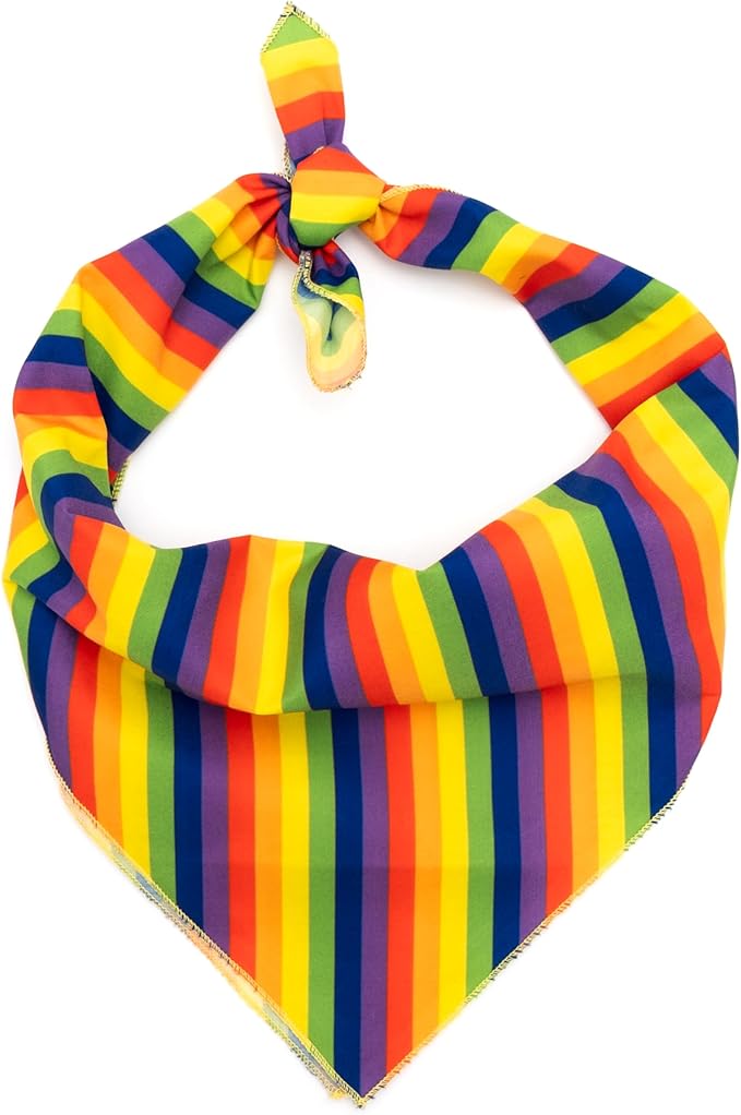 THE WORTHY DOG Classic Tie-Ai Dog Bandana – Soft Cotton Flannel Square Pet Bandana, Rain Pattern, Multicolored, Large