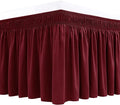 Biscaynebay Wrap Around Bed Skirts for King & Cal King Beds 17" Long Drop, Burgundy Adjustable Elastic Dust Ruffles Easy Fit Wrinkle & Fade Resistant Silky Luxurious Fabric Solid Machine Washable