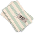 MEEMA Kitchen Towels and Dishcloths Sets of 4 | Large 18 x 28 Inch | Upcycled Cotton Tea Towel | Super Absorbent Cotton Dish Towels for Kitchen | Sage Green Stripes | Hand Towels