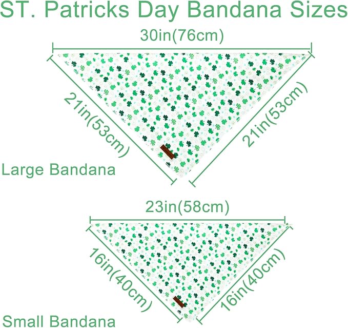UP URARA PUP St. Patrick's Dog Bandana, Shamrock Triangle Bid Scarf for Small Medium Pets, Cotton Kerchief for Girl Boy Dogs or Cats, Cute Spring Green Puppy Bandana