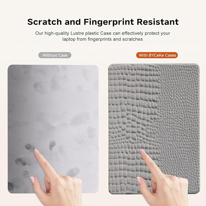 BYCeKe Crocodile Print Case for MacBook Air 13 inch M4 M3 M2 2025-2022 A3240 A3113 A2681,for Mac Air M4 Alligator Snake Textured Leather Glossy Cute Hard Shell&Keyboard Cover for Mac Air 13.6,Grey