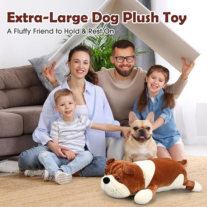 Vertintong 31.5'' Huggable Dog Plush, Cute Stuffed Animal, Soft Adorable Cuddle Companion for Kids Adults Boys and Girls, Plush Pillow Gift for Birthdays & Holidays