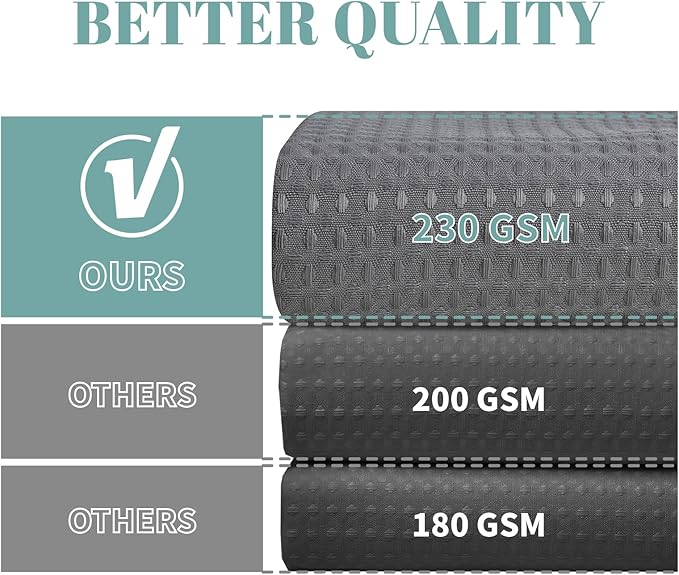 eachope Grey No Hook Waffle Weave Shower Curtain with snap-in Liner Replacement, 230GSM Waterproof Fabric Hotel Shower Curtain Set for Bathroom, Through Mesh Top Window,71Wx92H