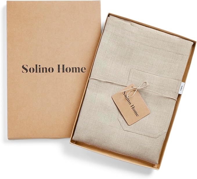 Solino Home Linen Bib Apron for Men & Women - 33 x 30 Inch Kitchen Apron with Front Pockets - Handcrafted from European Flax