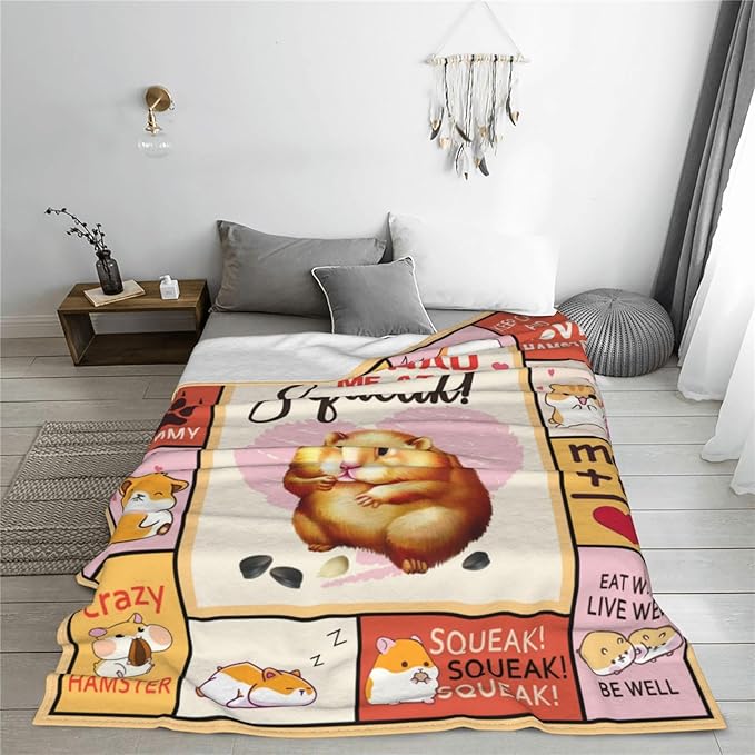 Hamster Blanket Hamster Throw Blanket Soft Fleece Flannel Bedding Gifts for Men Boys Women Girls Lovers Adults Stuff Plush for Couch Sofa Bed Room Decor 50"X60"