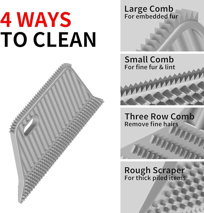 SOCCSO Carpet Rake for Pet Hair Removal (3 Pack),Dog Cat Fur Remover Rubber Broom,Carpet Rake - 60" Long Handle Lint Shaver Cleaner Tools,Scraper Brush for Carpet,Rug,Car Mat,Couch,Pet Bed,Furniture
