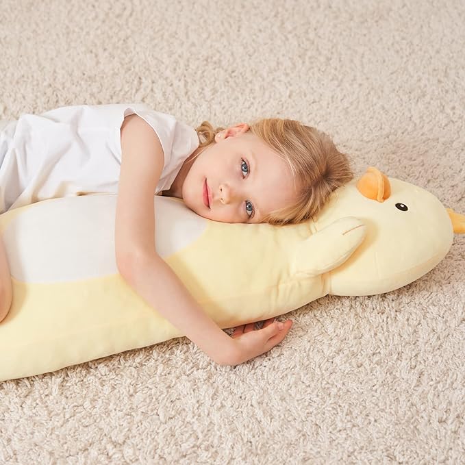36” Long Duck Plush Body Pillow, Kawaii Cute Yellow Ducks Stuffed Animals, Hugging Squishy Pillow Soft Plushies Toy, Gifts for Kids Girls and Boys, Birthday, Halloween, Christmas