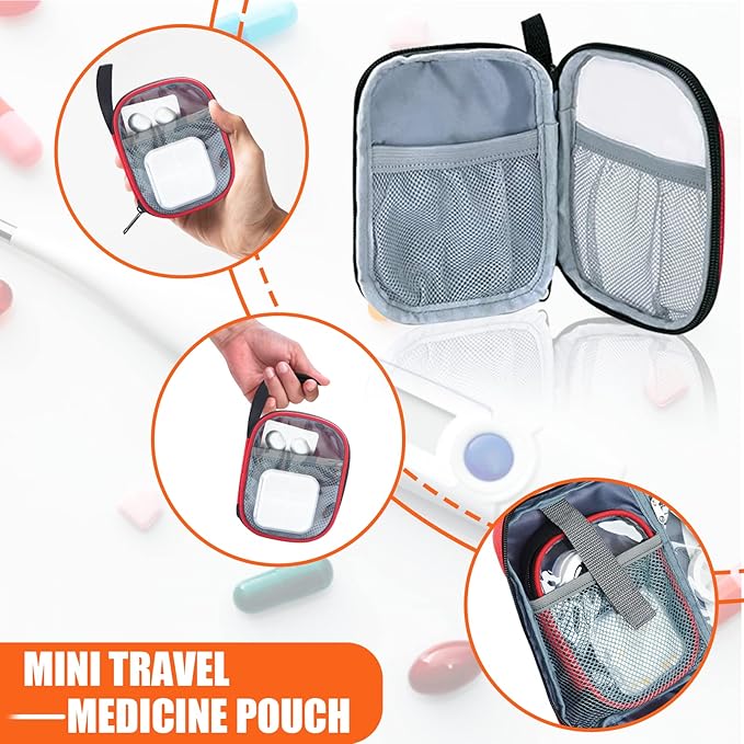 GDNasist Medicine Storage Bag, Pill Bottle Organizer for Emergency, Medicine Box Empty with Small Portable Pouch, First Aid Box for Travel and Home Storage