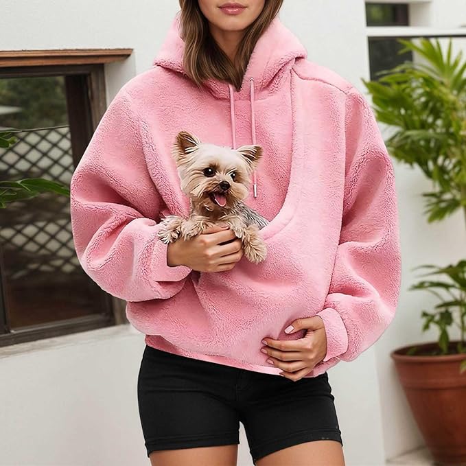 LBECLEY Hoodie with Dog Pouch Oversized Pet Hoodies Carrier Large Pocket Hooded Sweatshirt for Puppy Kitten Dogs Holder