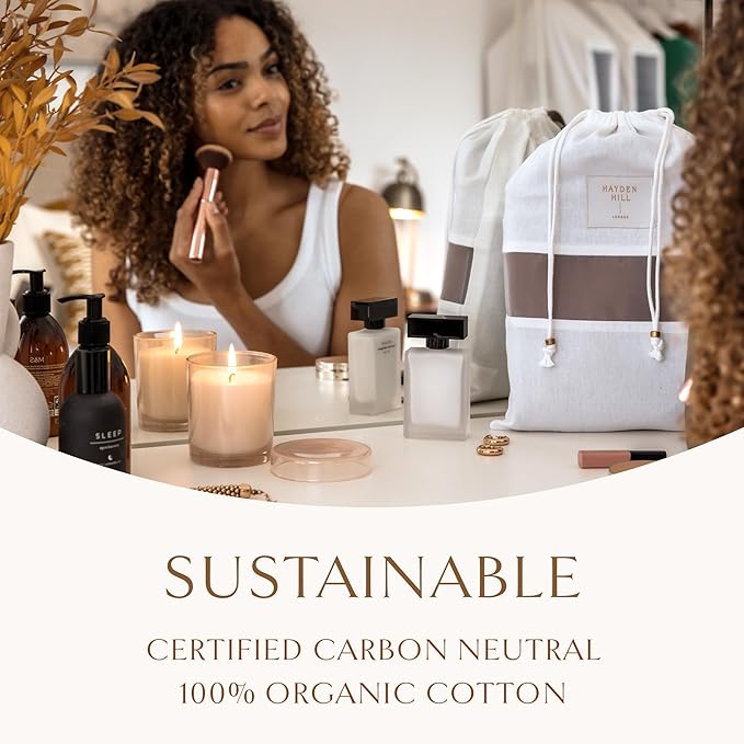 Hayden Hill Luxury Organic Cotton Dust Bags For Handbags - 6 Pack Mixed Sizes - Handbag, Purse and Shoe Storage - Certified Carbon Neutral