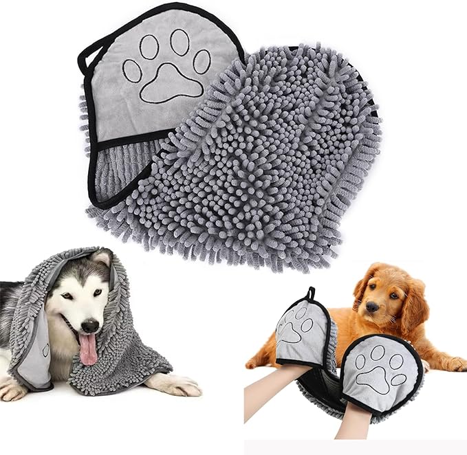 RuiXiangTeng Quick Dry pet Dog Towels,Ultra Absorbent Microfiber, Suitable Dog and cat Bath Towel, Comfortable Hand Pockets, Indoor Outdoor Use,Durable Material,Machine Washable (24.4 * 9.8in)