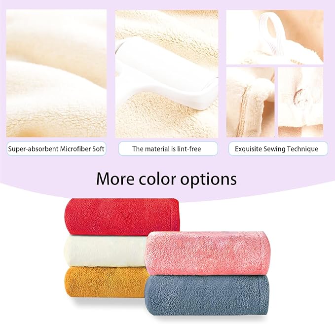 AGKXHDEC 1 Pack Double Layer Microfiber Towel, Hair Turbans for Wet Hair, Drying Hair Wrap for Women(Warm White)