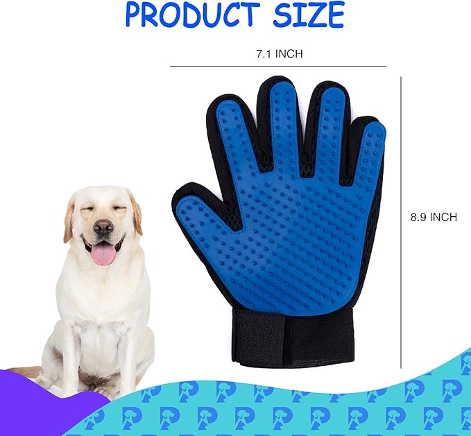 PETSPLICITY Dog Bath Gloves - Silicone Hair Removal Gloves for Dogs, Cats - Pet Grooming Mittens for Shedding, Bathing,Massaging. Flexible, Comfortable Adjustable Strap. for All Hair Types (Blue)