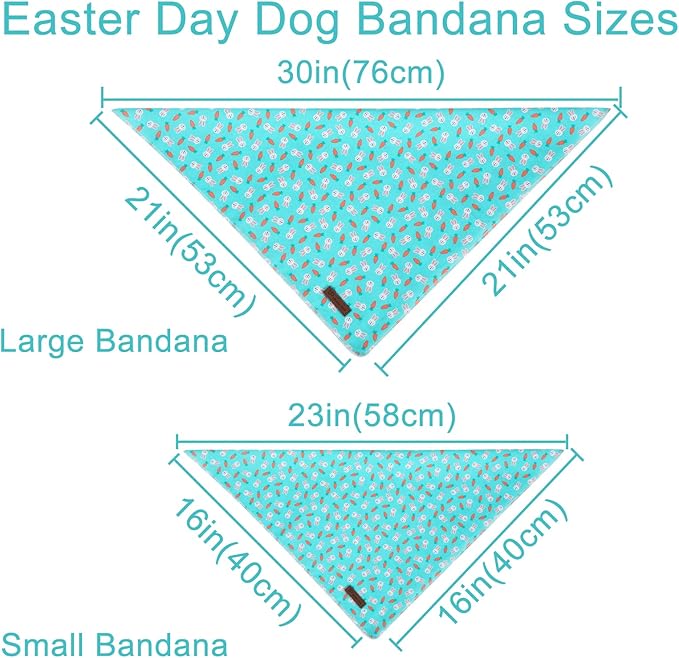 UP URARA PUP Easter Dog Bandana, Triangle Bid Scarf, Cotton, BlueRabbit, L, Easter, Rabbit, Unisex, Medium Large Dog