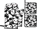 Cute Panda Oven Mitts and Pot Holders Set of 4, Oven Mittens and Potholders Heat Resistant Gloves for Kitchen Cooking Baking Grilling BBQ