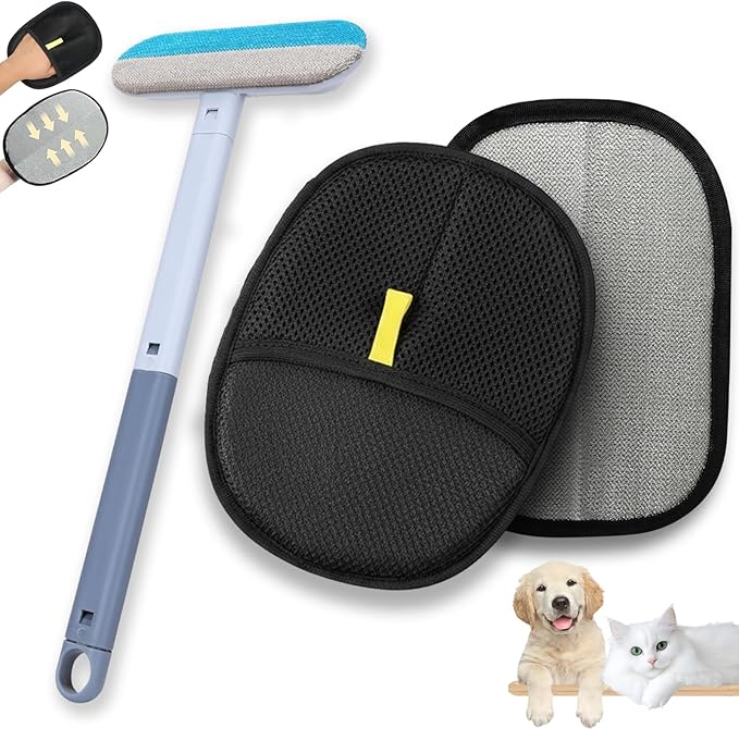 Betanull Pet Hair Removal Glove for Dogs & Cats, Newly Upgraded Reusable Electrostatic Pet Hair Remover, Gentle Effective Portable Magic Brush Pet Hair Tool for Clothes, Furniture, Carpet, Car Seats