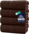 DAN RIVER Bath Towels Set of 4, 27 x 54 Inches, 100% Cotton, Larger & Lighter Weight, Quicker to Dry, Super Soft and Absorbent, Ideal Bathroom Towels for Daily Use, Brown