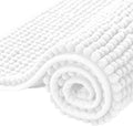 SUBRTEX Bathroom Rugs Chenille Bath Rug Soft Short Plush Bath Mat Soft Shower Mat Water Absorbent Shower Mat Quick Dry Machine Washable(White,16" x 24")