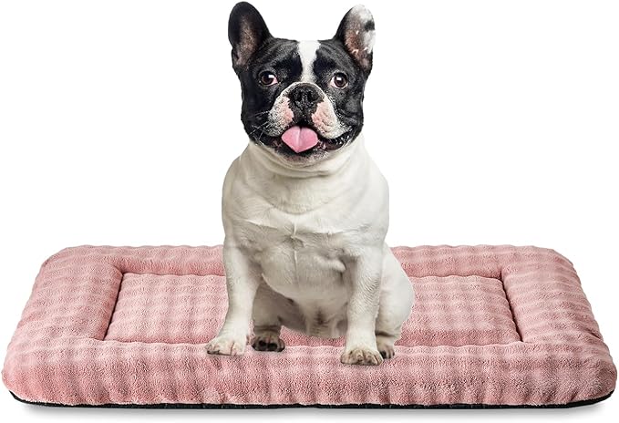 Yaning Dog Bed Mat Crate Pad for Medium Dogs, Washable Soft Pet Sleeping Mat Kennel Pad with 3D Bubble Pattern, Dusty Pink, 30"x 19"