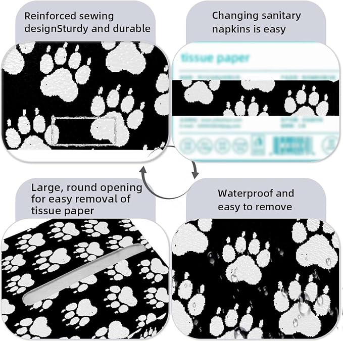 2 Pack Chalk Dog paw Print Tissue Box Holder on Table and Barth Room