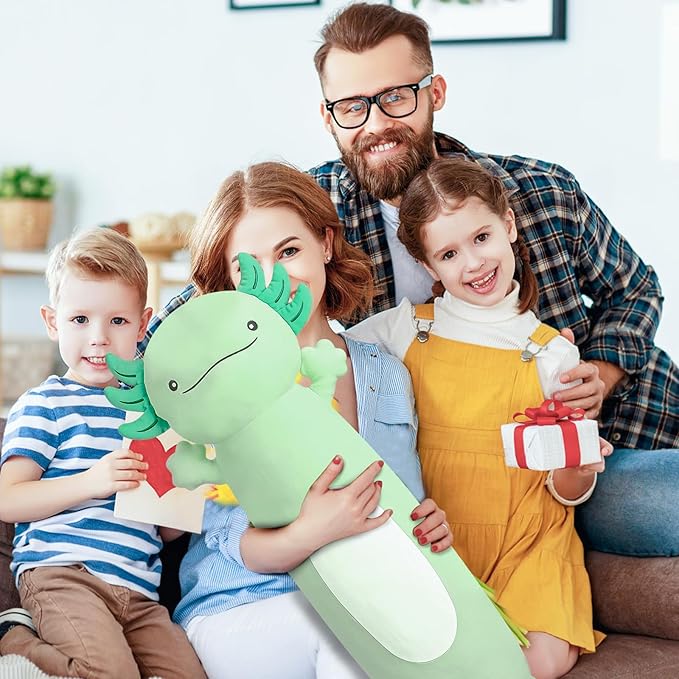 Dalmao 36" Giant Green Axolotl Stuffed Animal, Cute Soft Long Axolotl Plush Large Body Pillow Big Squishy Plushies Toy, Gift for Kids, Boys, Birthdays, Halloween, Christmas