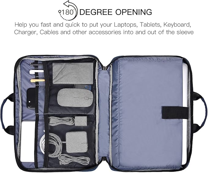 11.6 12.9 Inch Laptop Bag, Men Women Travel Briefcase with Organizer, Waterproof Laptop Sleeve for Lenovo Chromebook 11.6, Surface Pro 7/6/5/4, Macbook Air 13 A2337 A2179, Dell HP ASUS Carry Case,Blue
